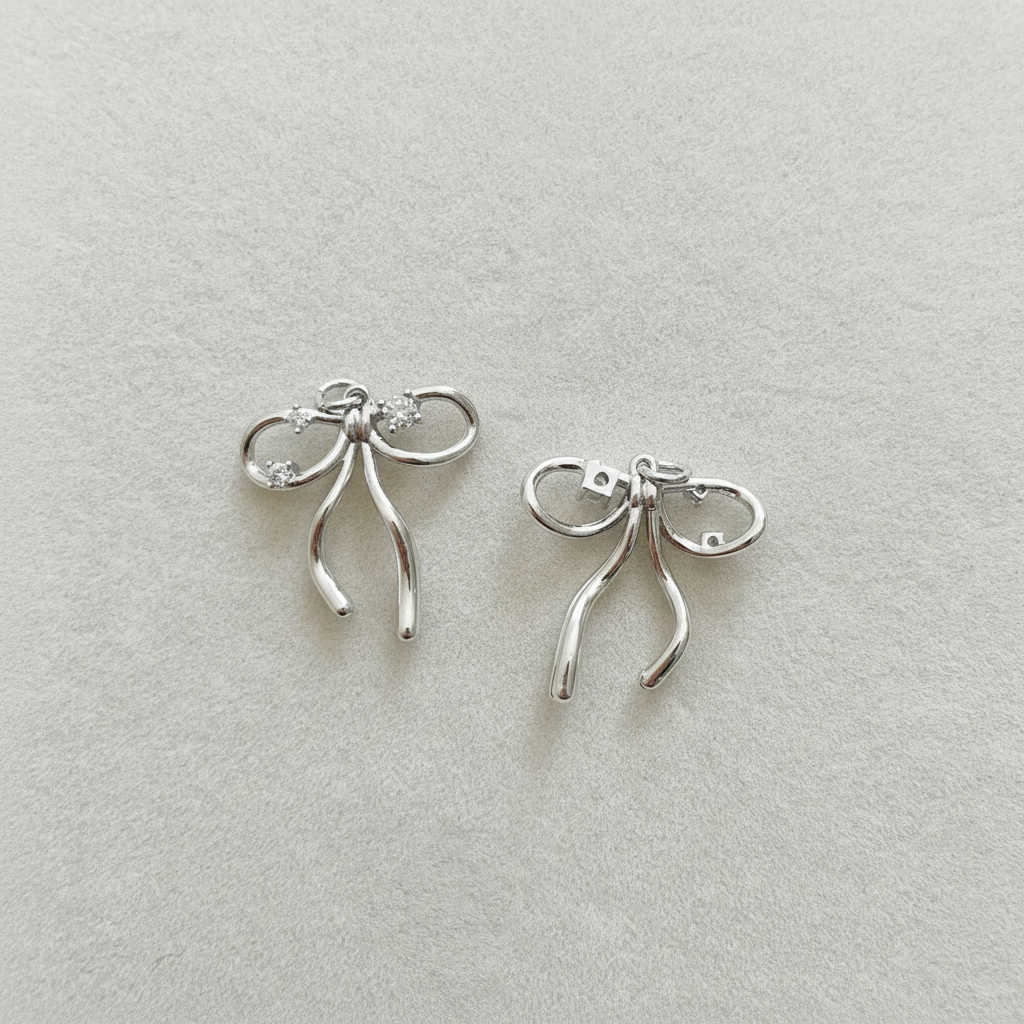 Silver Glitzy Bow