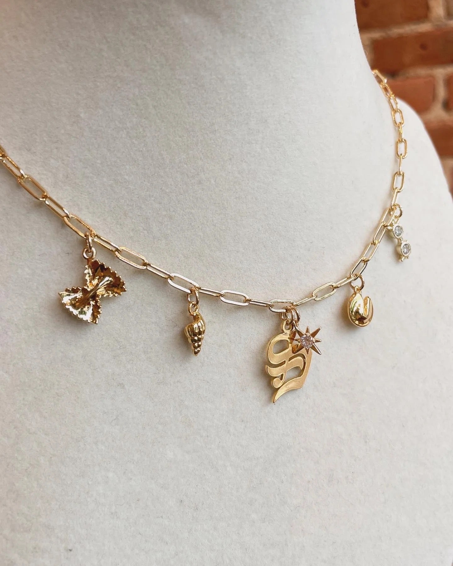 Gold Link Charm Necklace