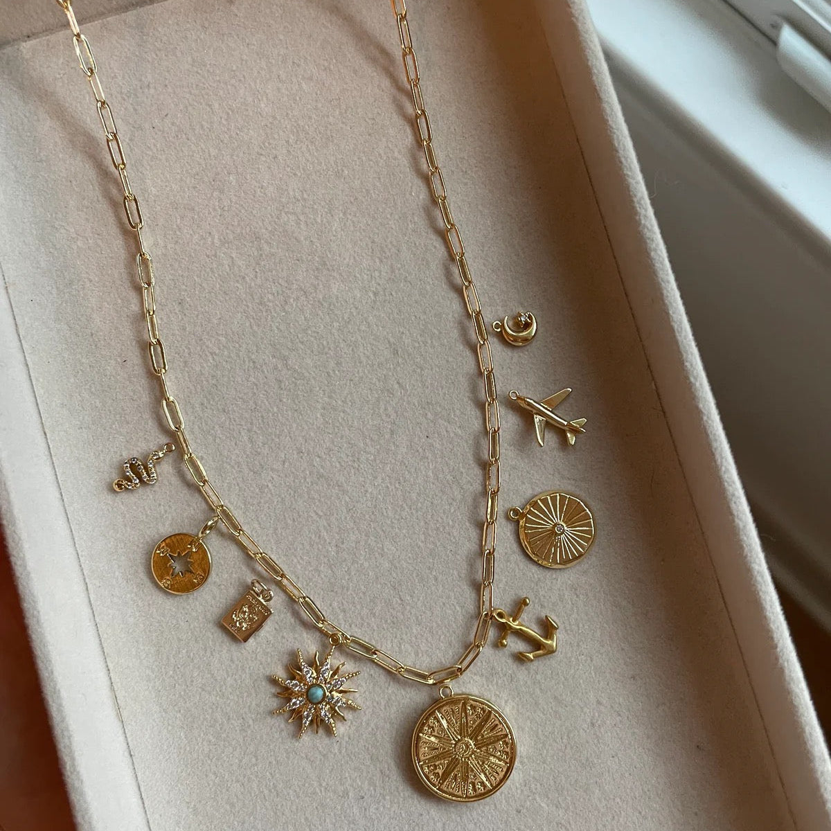 Gold Link Charm Necklace